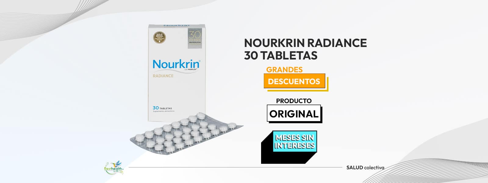 Nourkrin Radiance 30 Tabletas anticanas tratamiento capilar contra el crecimiento de canas recupera el tono natural de tu cabello 1 BANNER RADIANCE PAGE PRODUCT