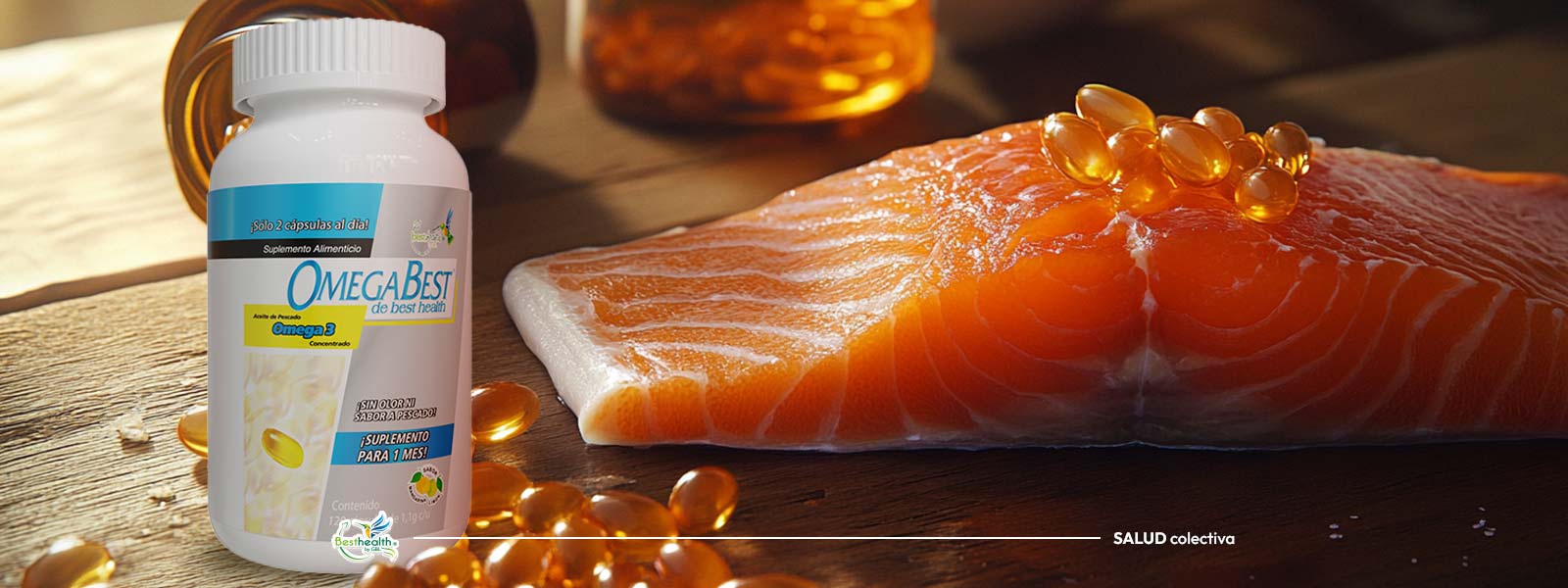 Omega 3 aceite de salmón epa y dha suplemento Omegabest 120 cápsulas 1 OMEGABEST BANNER PRINCIPAL